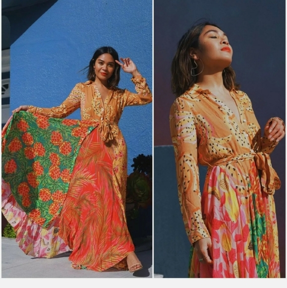 Farm Rio Mixed Print Chemise Maxidress - Picture 9 of 12